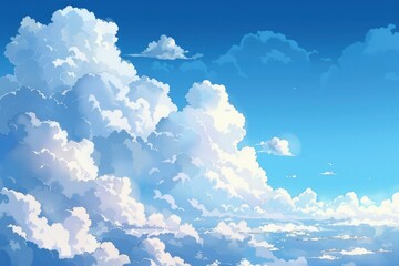 Naklejka na ściany i meble Blue sky clouds fantastic background - generative ai