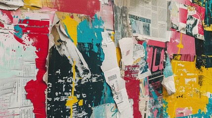 Abstract Colorful Graffiti Backdrop - Collage of Grunge Newspaper Magazine Clipping Background