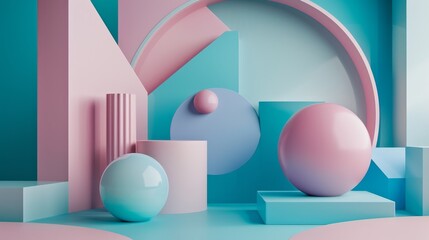 An artistic 3D rendering of abstract geometric shapes in Pantone set against a minimalist background to highlight the design