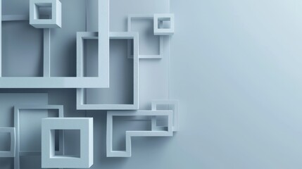 A modern 3D rendering of interconnected geometric forms in Pantone, arranged in a minimalist display to highlight simplicity