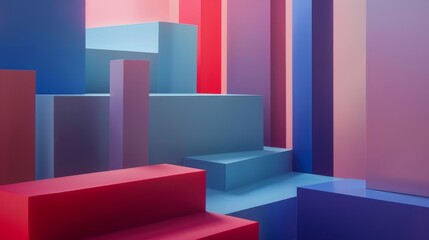 A stylish 3D display of abstract geometry in Pantone featuring clean lines and a minimalist composition for a contemporary look