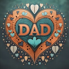 heart with pattern with the word dad on it