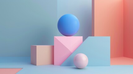 Fototapeta premium A minimalistic 3D rendering of geometric shapes in Pantone highlighting a sleek and contemporary design approach