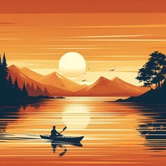 Serene Kayaking Adventure Exploring Nature's Beauty on Tranquil Waters  Microstock Image