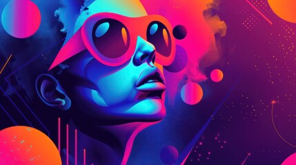 abstract wallpaper using a blend of vivid colors and futuristic shapes with dynamic digital elements