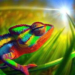 A Captivating Panther Chameleon Close-Up.with Generative AI technology