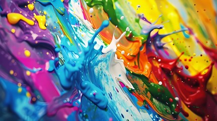 Multi-colored paint splashes creating an energetic and dynamic canvas