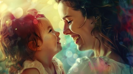 A Loving Young Mother Laughed While Embracing Her Cute And Funny Kid Girl, Cherishing The Joys Of Motherhood, Hd Images