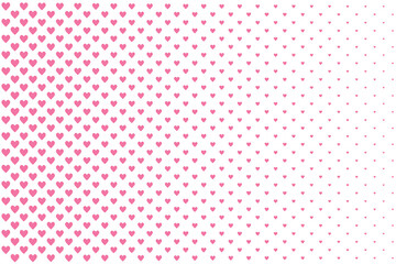 Blended geometric heart on white pattern. Halftone effect wallpaper. Valentine's day background. Abstract geometric texture design.