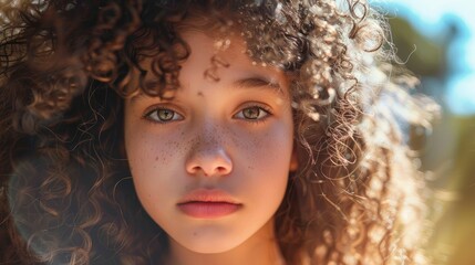 Fototapeta premium A Photo Of A Young Curly Girl Captured Her Vibrant Personality And Unique Charm, Hd Images