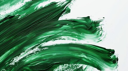 green curved brush strokes on a white background, minimalistic, in the style