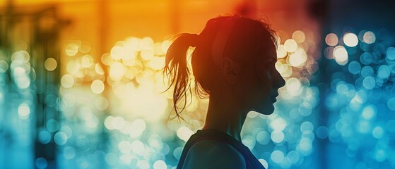 Silhouette of a woman with a colorful gradient background, creating a vibrant and artistic visual effect.