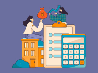 Naklejka premium Home loan flat vector concept operation illustration 
