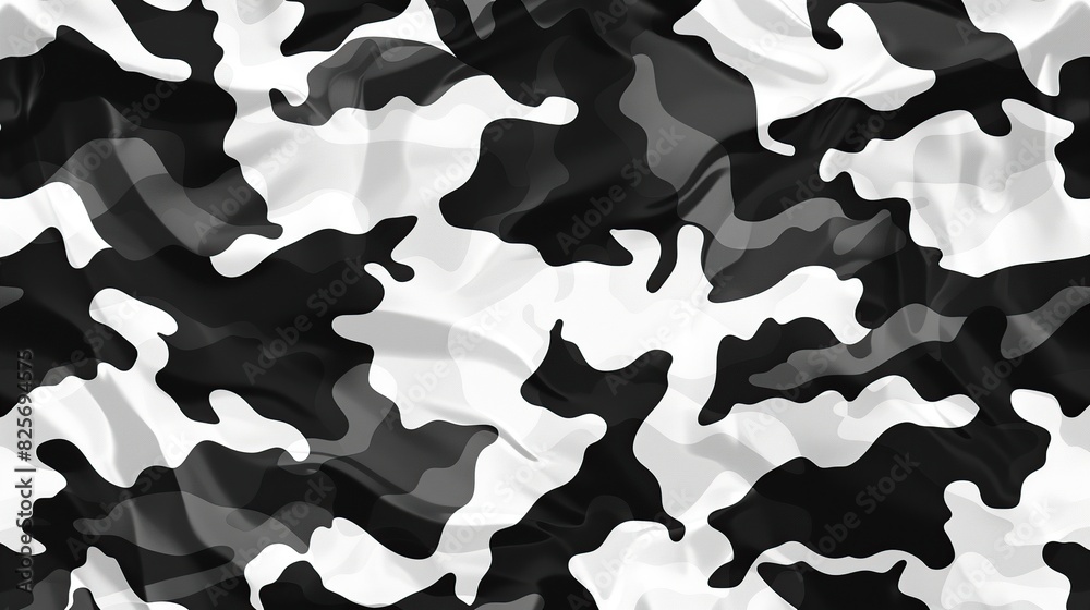 Wall mural texture military camouflage repeats seamless army black white hunting - Wall murals