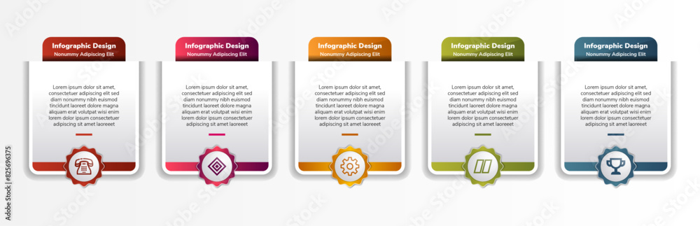 Wall mural set of infographic elements with line icons and place for your text, can be used as workflow, proces