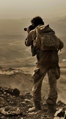 A war correspondent documents the frontline, the lens capturing the raw truth of conflict, the silent witness to war
