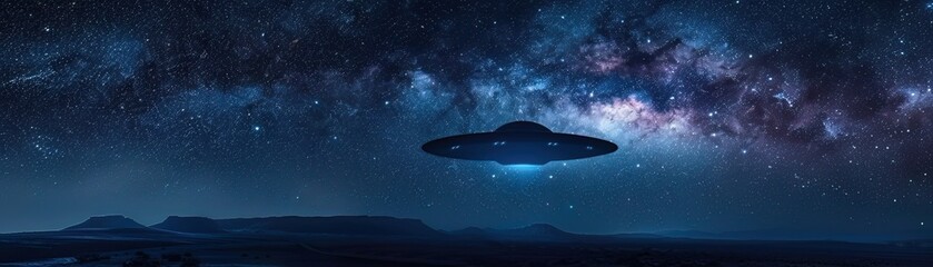 A UFO blending into the night sky, its surface mirroring the stars, making it almost invisible to the unsuspecting eye