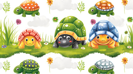 Obraz premium Playful Parade: A Vibrant Seamless Pattern for Children's Day