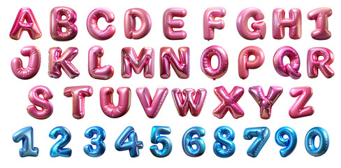 set of pink  A-Z  numbers 3D Generate AI	
