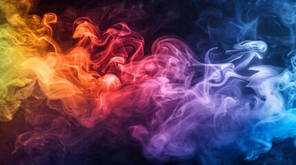Smoke with vivid colors in black background