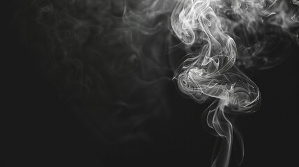 White smoke in black background with copy space