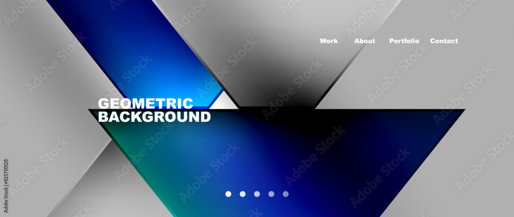 Wall mural flowing bright neon gradients geometric abstract background with triangles and lines. fluid color pa