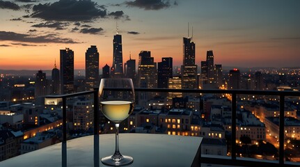 Wine glass with view on paris city.generative.ai 