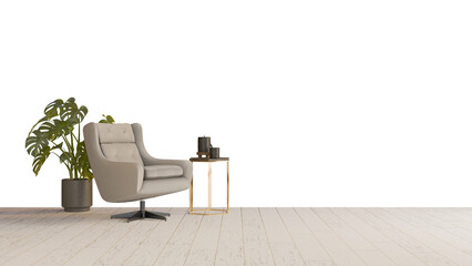 a chair and a table in a room