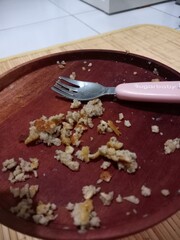 fork on a finished dish.