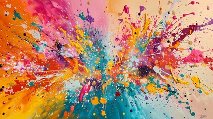 Playful splashes of color burst forth from the canvas, creating a lively and dynamic composition that sparks the imagination