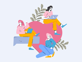 3.12 International Women's Day professional women flat character vector concept operation hand drawn illustration
