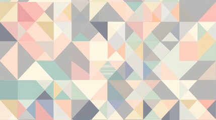 Obraz premium seamless pattern, overlapping geometric shapes, triangles, squares, shapes filled with soft pastel colors, clean and balanced design