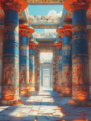 Ancient Egyptian Temple Interior Columns