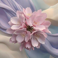 a Cherry blossom flower 3d render illustration on pastel background. cherry blossom sakura. spring flower. pink color flowers AI generated