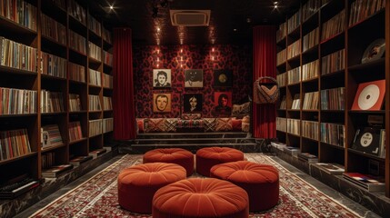With its plush velvet ottomans walltowall vinyl records and artistic lighting this lounge is a vinyl lovers paradise.