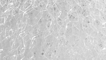 Incredibly detailed macro showcases ethereal white bubbles, creating a miniature world of enchantment and wonder. 
