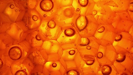 In this macro, the honeycomb's texture comes alive. Tiny wax cells interlock like a golden puzzle,...