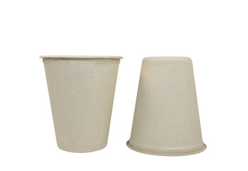 Brown paper cups on white background with clipping path.Concept plastic free, Eco friendly