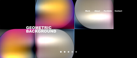 Circles and lines. Bright colorful geometry with glassmorphism effect. Vector Illustration For Wallpaper, Banner, Background, Card, Book Illustration, landing page