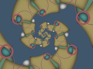 Abstract geometric spiral square and circle design 