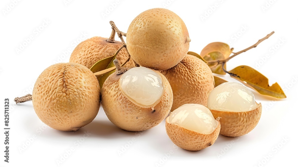 Aufkleber fresh natural longan fruits isolated on white background clipping path : generative ai