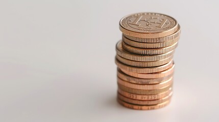 Euro Coin stacks on a white background : Generative AI