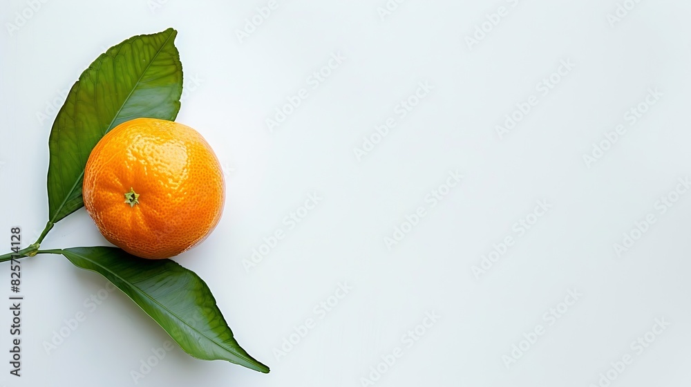 Poster tangerine or clementine with green leaf isolated on white background : generative ai