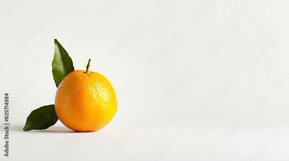 Aufkleber orange fruit with leaf isolated on white background full depth of field : generative ai