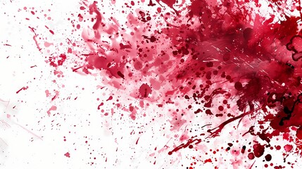 Ruby paint splatters arranged in a captivating composition on a blank white background, symbolizing the boundless potential of imagination