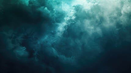 Fototapeta premium Abstract Art Background. Blue Green Shiny Glitter Steam Cloud Blend on Dark Black Texture