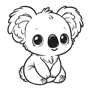 recommend clip art: Line art of koala cartoon vector