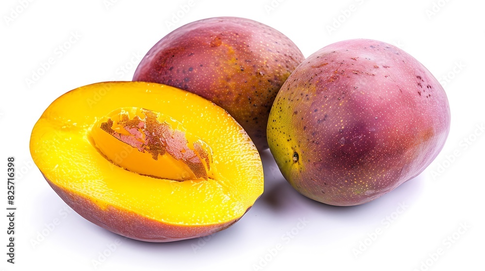 Poster Mango Fresh organic mango isolated on white background Mango macro With clipping path : Generative AI
