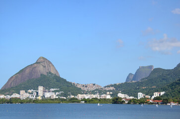 View of the beautiful scenery of Lagoa Rodrigo de Freitas, tourist spot in the city of Rio de Janeiro.