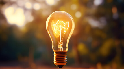digital forest glowing light bulb graphic poster background